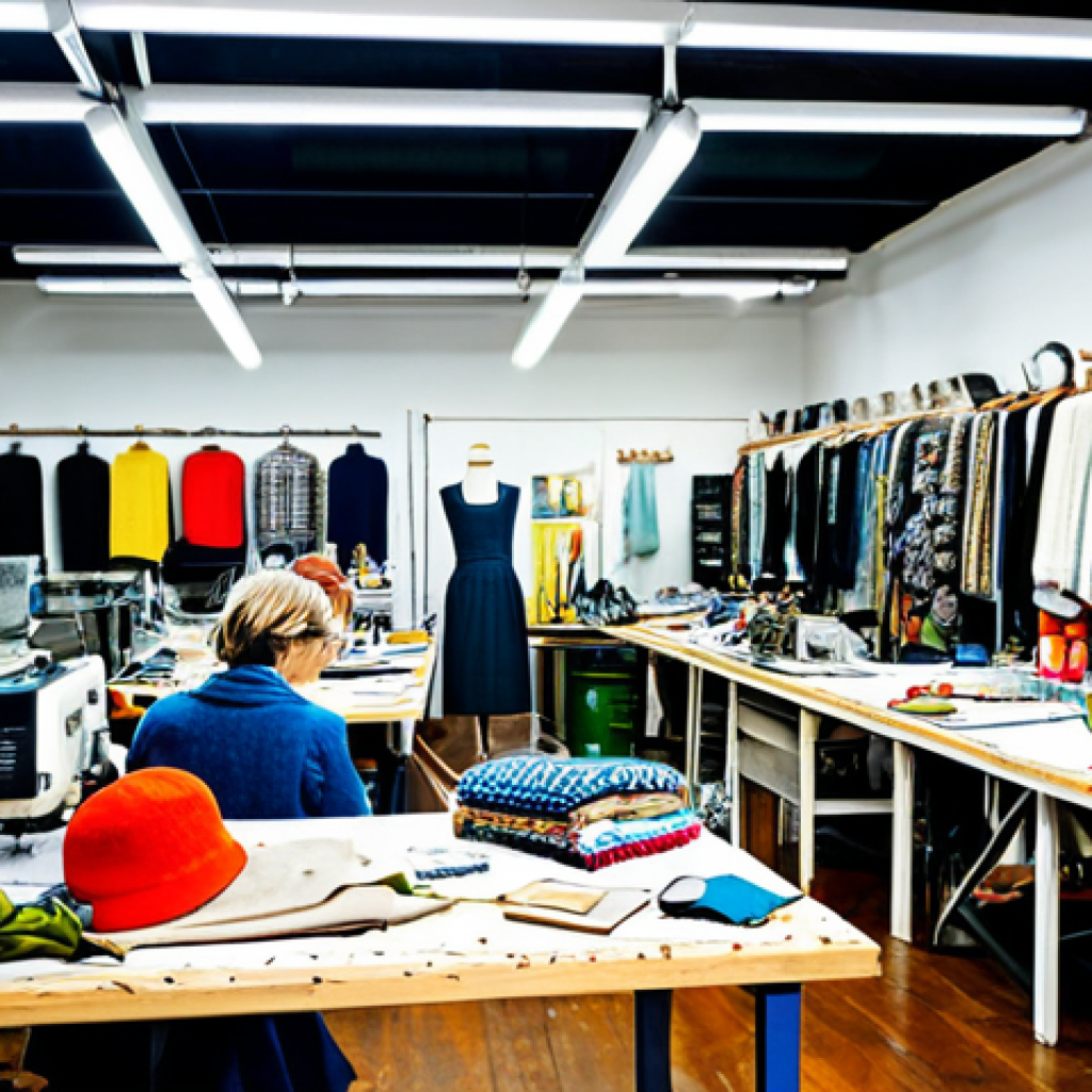 환경문제 해결을 위한 비즈니스 모델 - Upcycled Fashion Studio**

"A brightly lit workshop filled with clothing designers creating new garm...