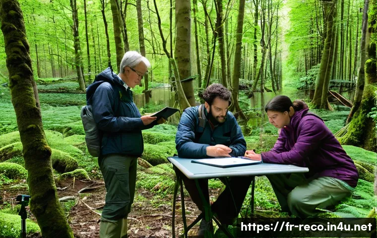 환경영향평가서 작성 팁 - **Prompt 1: Collaborative Field Assessment in a French Forest**
    "A group of diverse individuals,...