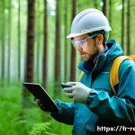 Home 22 환경영향평가서 데이터 검증 사례 - A detailed, realistic environmental scientist in a modern European field research setting, wearing p...