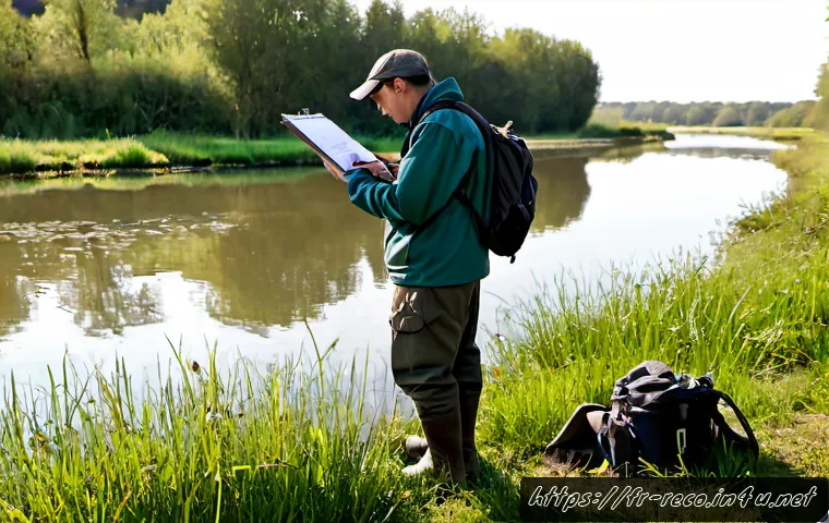 Home 17 생태환경 컨설턴트가 되는 법 - Photorealistic environmental consultant in France conducting a wetland field survey, wearing practic...